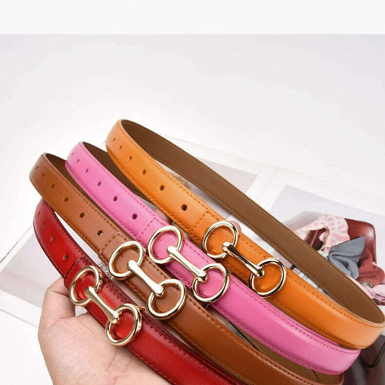 Women's Leather Belt with Zinc Alloy Buckle