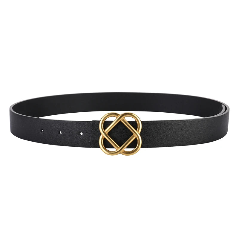 Women's Genuine Leather Belt with Flower Buckle
