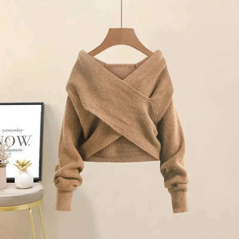 Fall Winter Women’s Knitted Sweater & Pleated Skirt Set - D&M Boutique