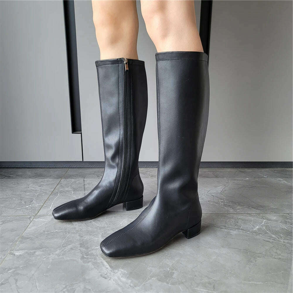 FEDONAS Women's Leather High Heel Boots