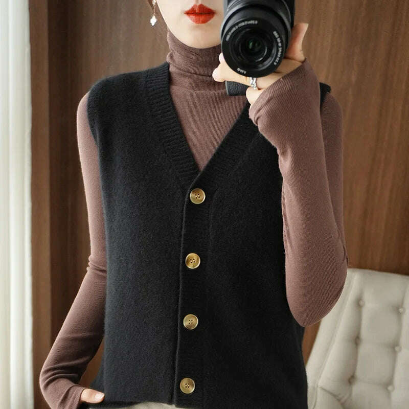 2024 Women's Cashmere Sleeveless Sweater Vest - D&M Boutique