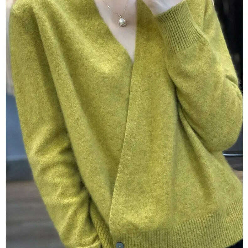 Japanese Kimono Cardigan Wool Sweater V-Neck Knitted Top - D&M Boutique