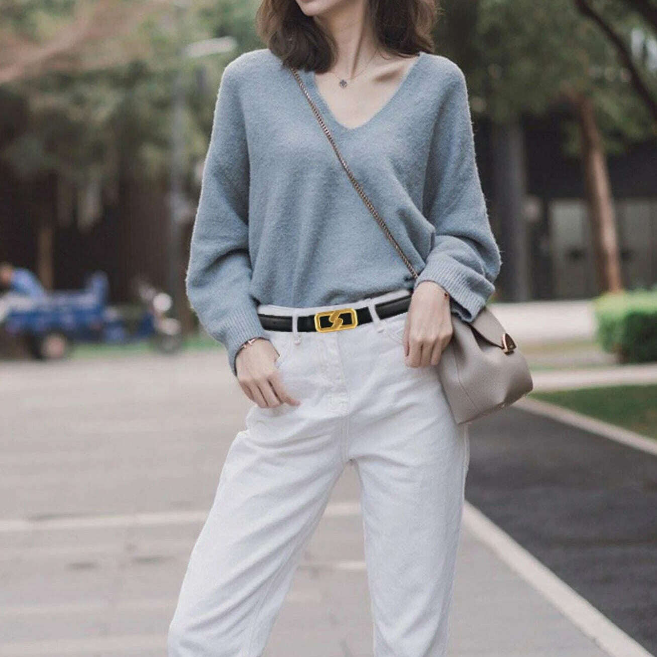 Luxury Women's Skinny Belt with Gold Buckle