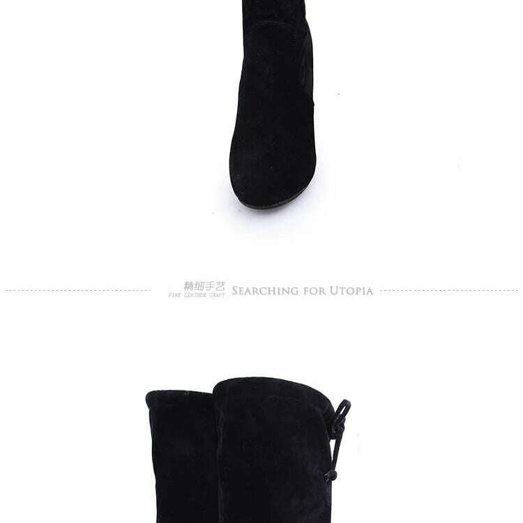 LINLING Faux Suede Over-the-Knee Lace-Up Boots
