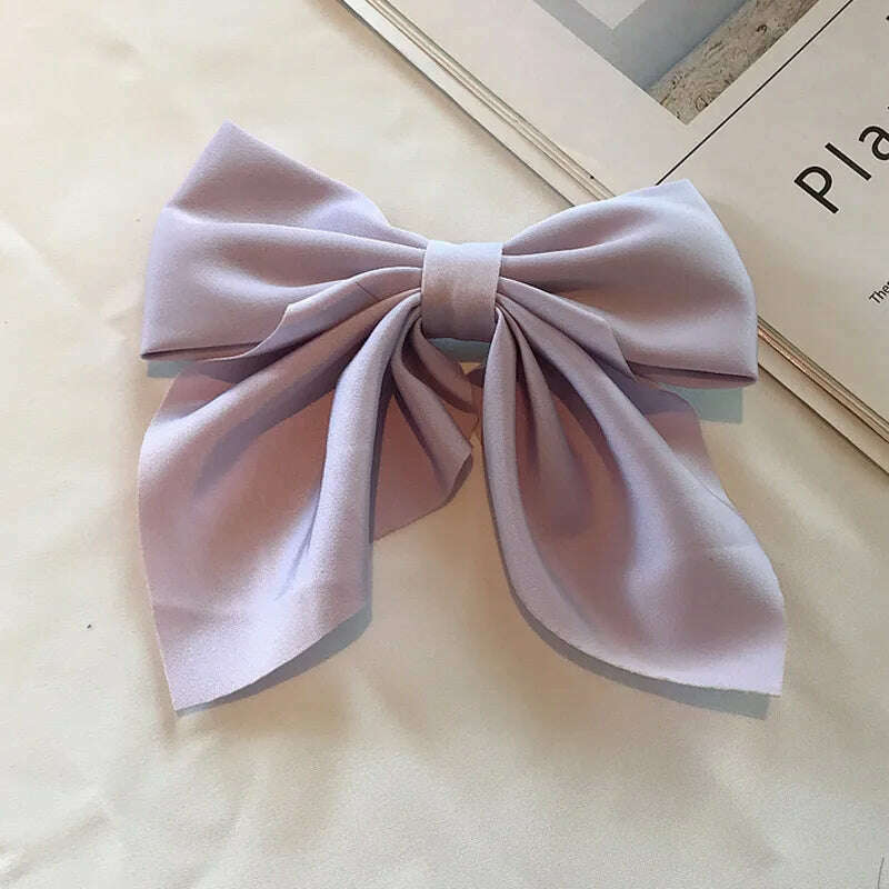 Solid Color Satin Bowknot Hair Clips