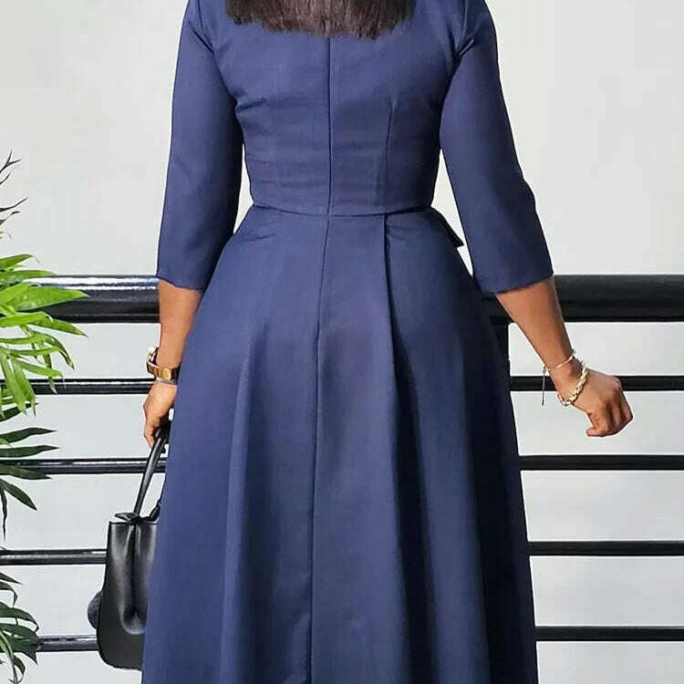 FairyShely 2025 Plus-Size A-Line V-Neck Long Sleeve Dress