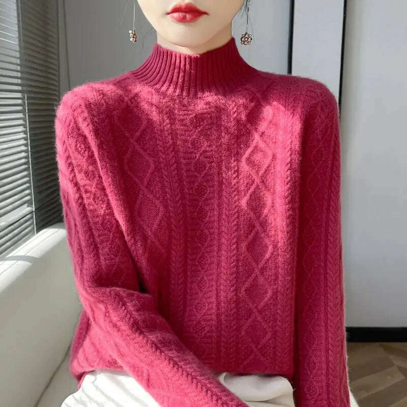 DjzDsm Turtleneck Sweater: 100% Merino Wool, Check Knit - D&M Boutique