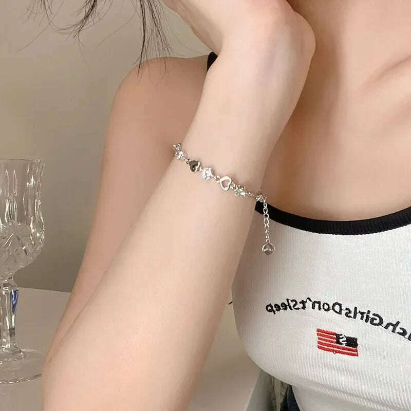 Y2K Zircon Heart Bracelet for Women Korean Fashion