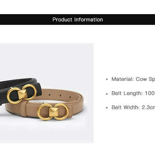 BEAUTODAY Cow Leather Belt with Symmetrical Buckle