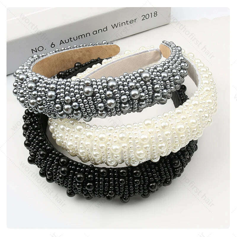 Hair Hoop with ABS Pearl Decoration for Women
