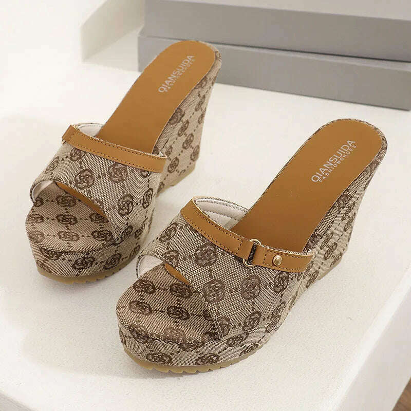 Brand Design Wedge Heel Sandals Women 2024 Summer Chunky Platform Mule Slippers Woman Sexy Super High Heels Sandalias De Mujer