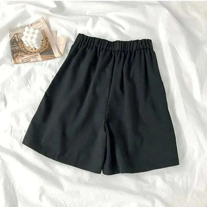 High Waist Wide Leg Shorts – Loose, Solid, Summer Office Style - D&M Boutique