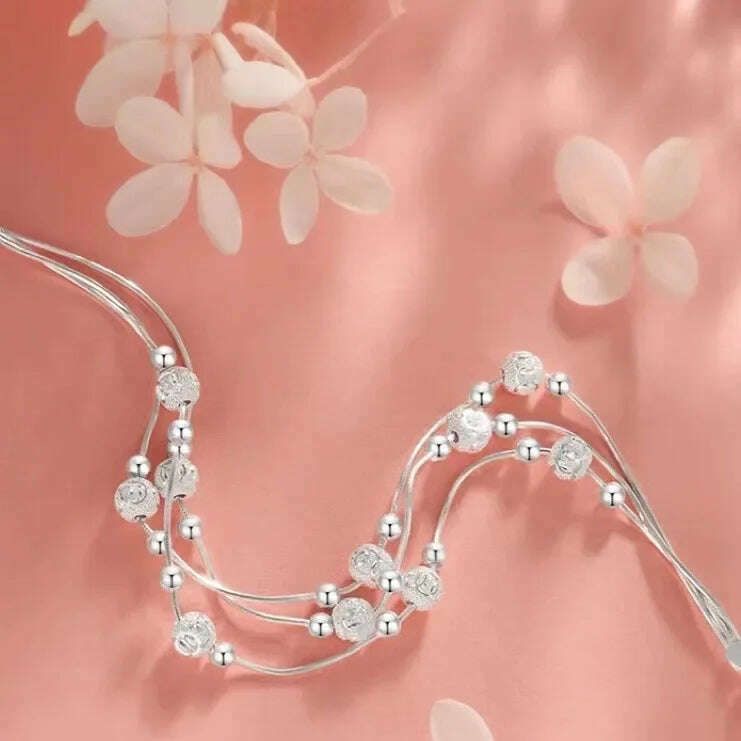 925 Sterling Silver Adjustable Bead Bracelet for Women