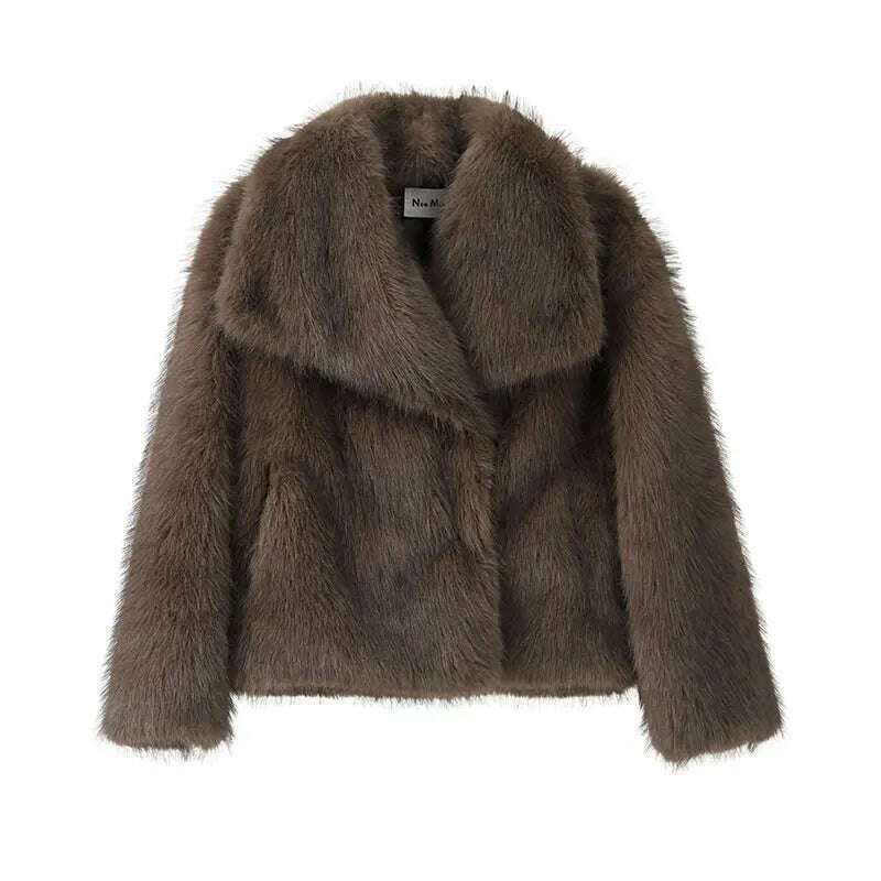 Neo Mint Women's Gradient Faux Fur Coat with Big Collar