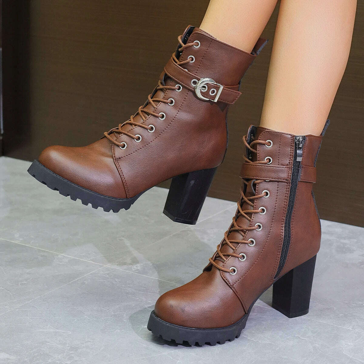 COZOK Women's Green Ankle Boots – Chunky Sole
