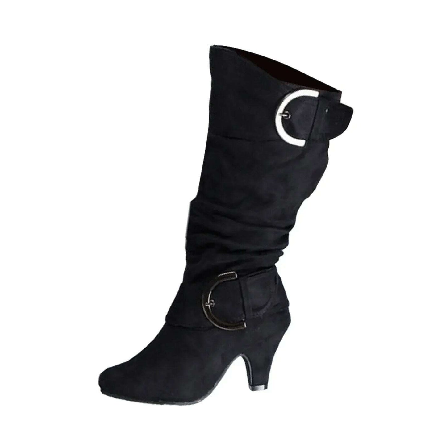 TULX Women's Retro High Heel Mid-Calf Boots
