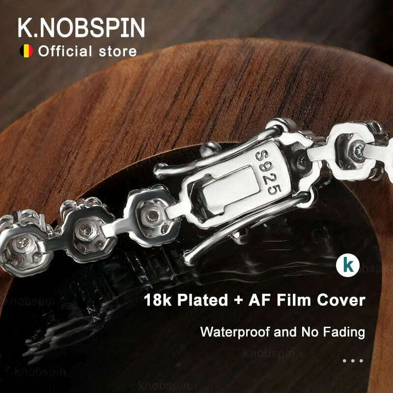KNOBSPIN D VVS1 Moissanite Tennis Bracelet 925 Silver
