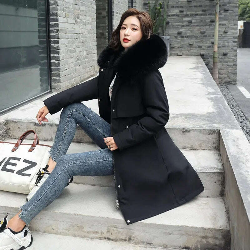 2024 Winter Parka – Hooded, Wool Liner, Fur Collar, Padded, 6XL