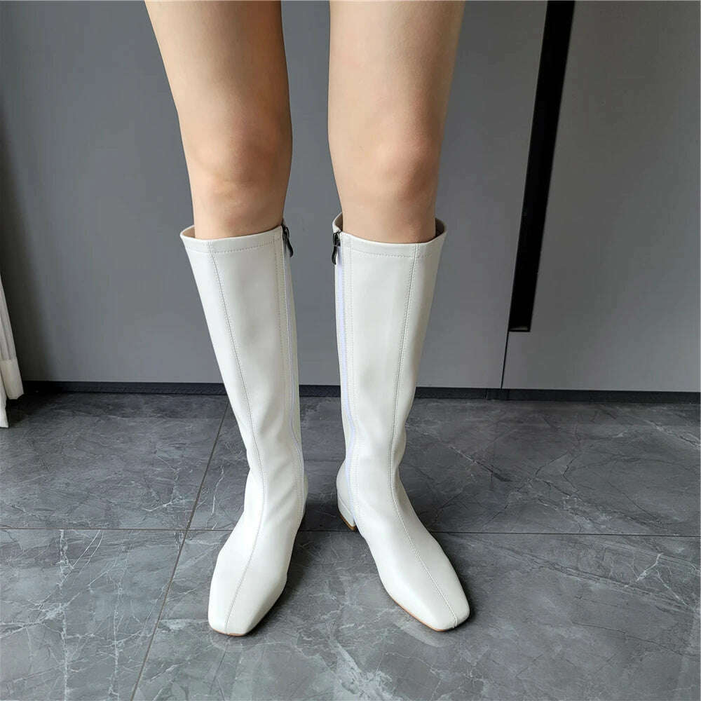 FEDONAS Women's Leather High Heel Boots