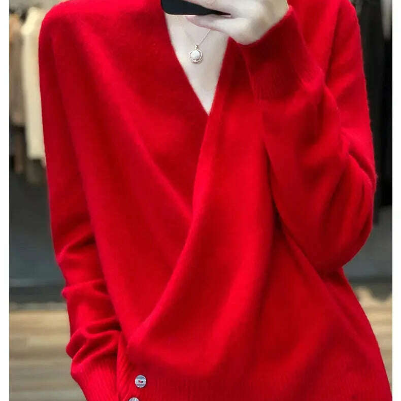 Japanese Kimono Cardigan Wool Sweater V-Neck Knitted Top - D&M Boutique