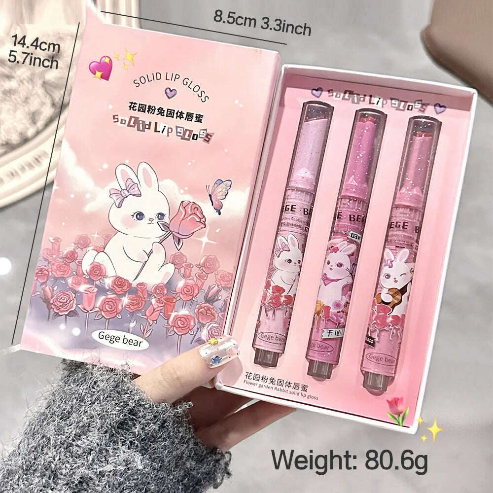 Gege Bear Garden Pink Rabbit Lip Gloss Set