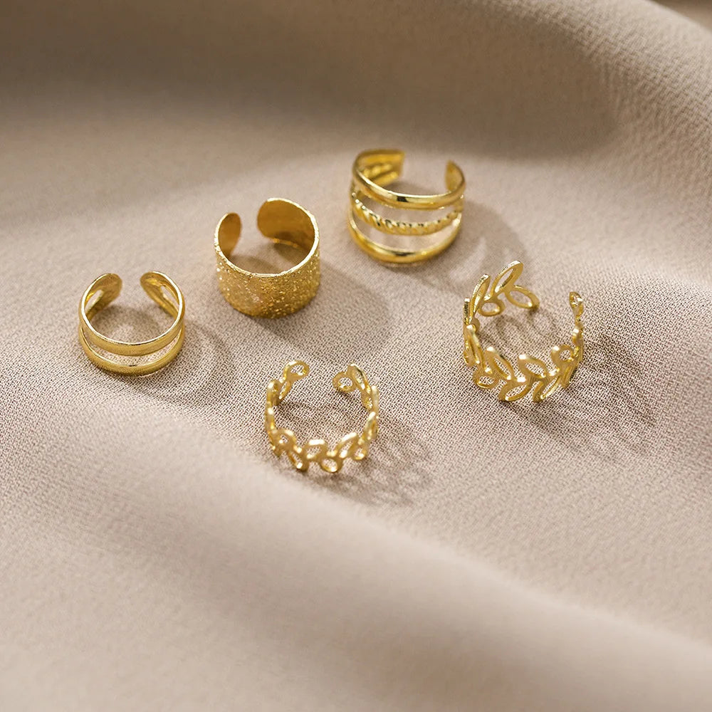 5-Piece Creative Leaf Design Earrings Set
