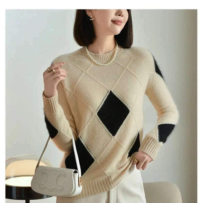 100% Wool O-Neck Sweater: Women’s Autumn/Winter Pullover - D&M Boutique