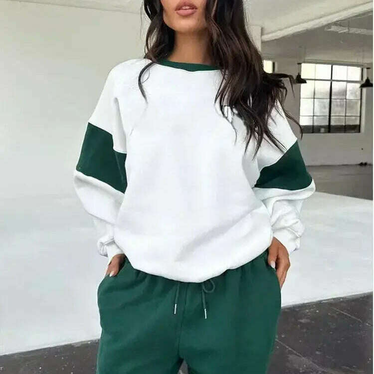 2024 Winter Colorblock Two-Piece Tracksuit: Sweatshirt & Pants - D&M Boutique