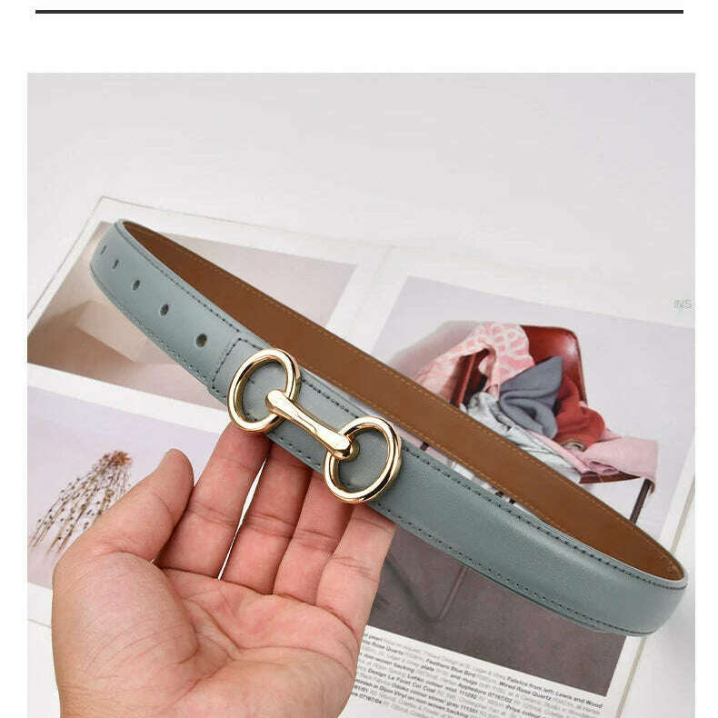 Women's Leather Belt with Zinc Alloy Buckle