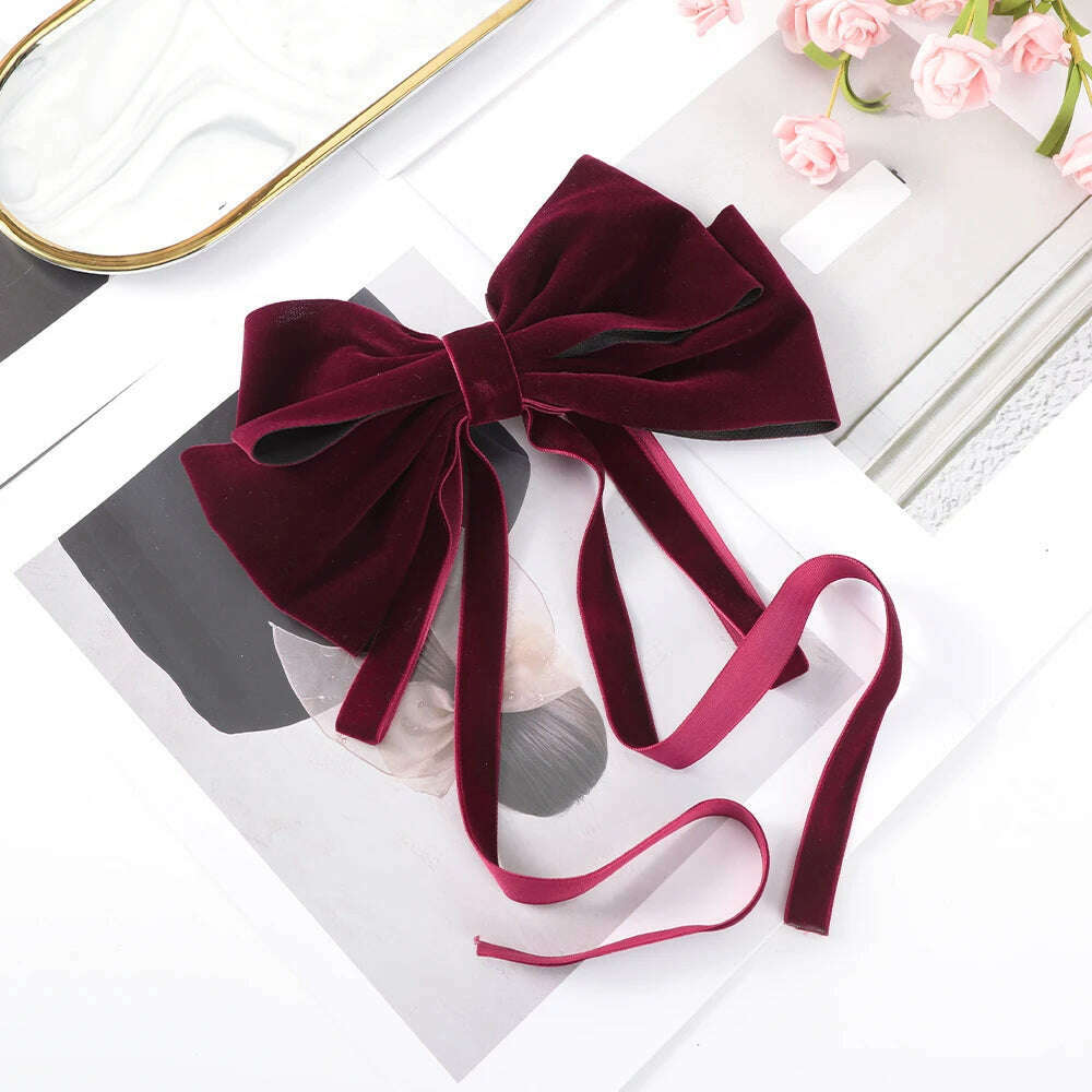 Velvet Bow Hair Barrettes for Women