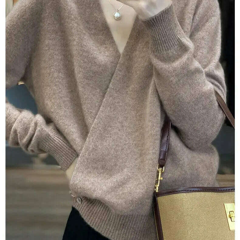 Japanese Kimono Cardigan Wool Sweater V-Neck Knitted Top - D&M Boutique