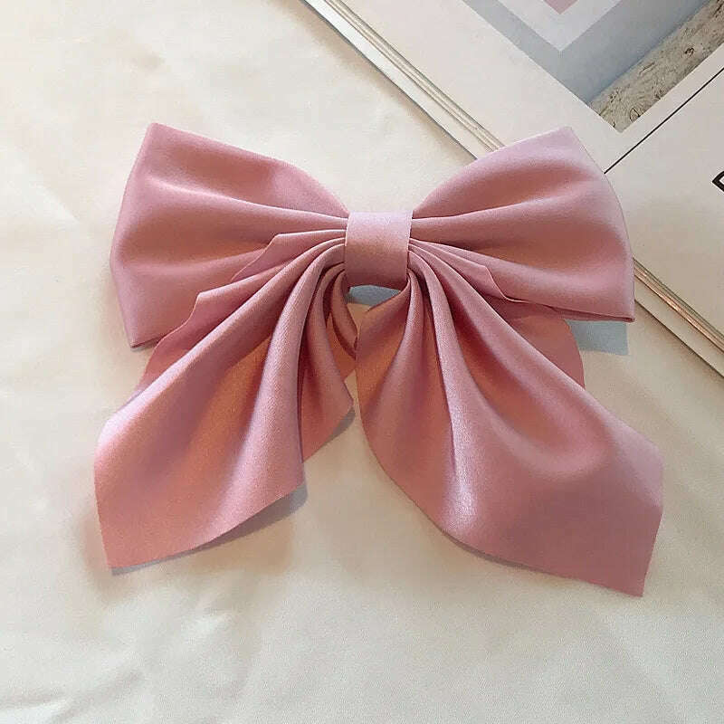 Solid Color Satin Bowknot Hair Clips