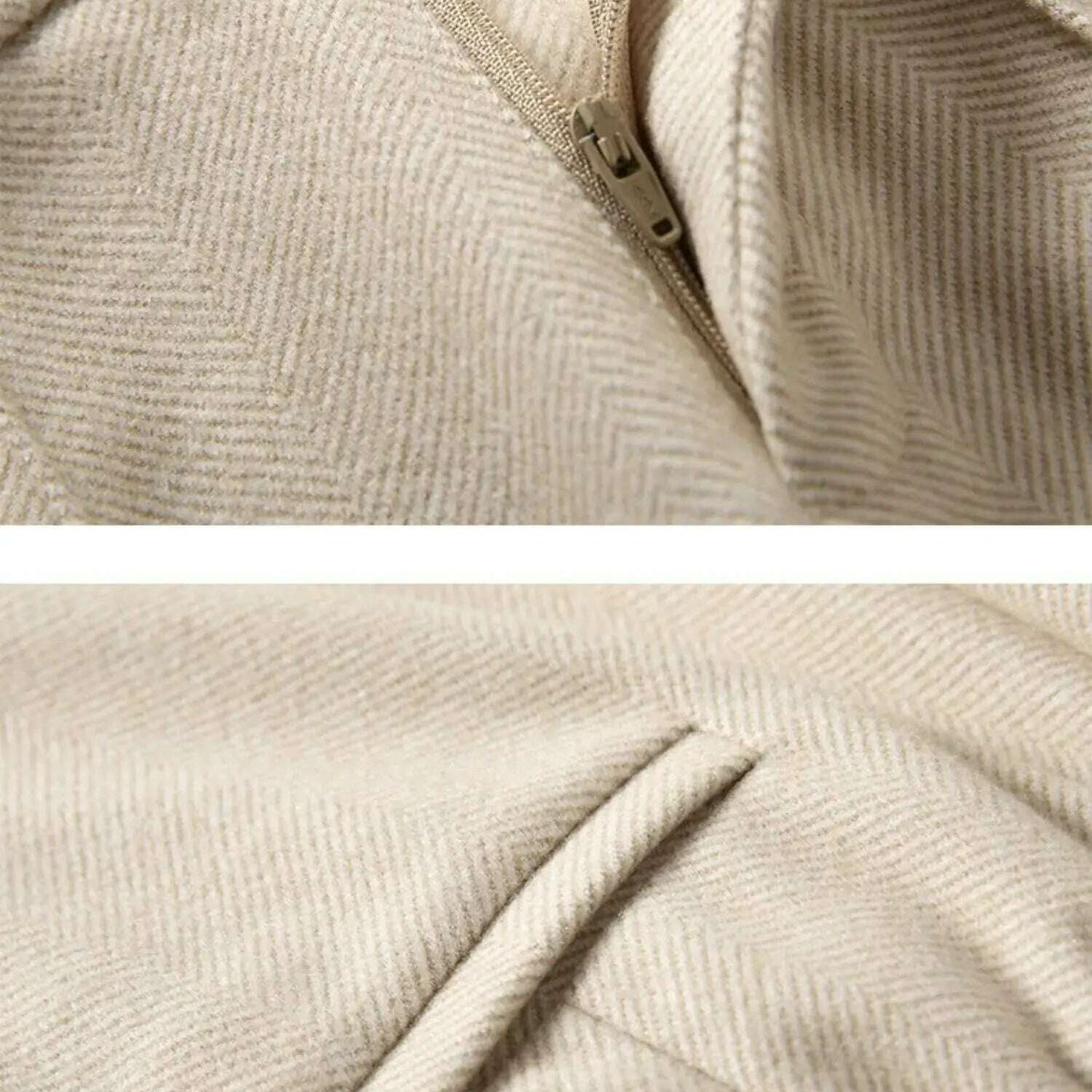 Herringbone Wool Flare Pants – Warm, Elastic Waist, Black - D&M Boutique