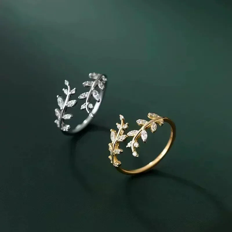 925 Sterling Silver Tree Branch Shape Ring Charm Sparkling Zirconia Rings Birthday Party Gift for Women Fine Jewelry Accessories