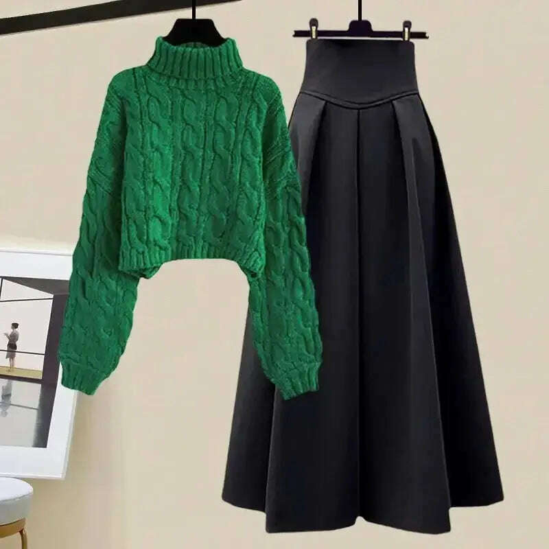 2024 Women's Autumn Slimming Sweater Skirt Set Plus Size
