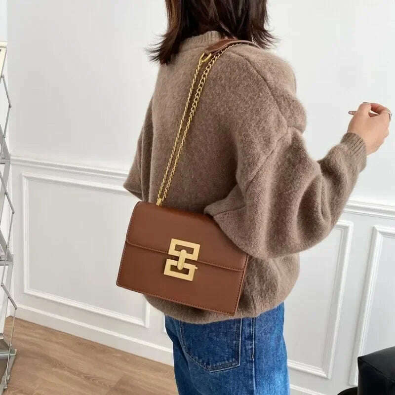 Square Chain Crossbody Bag for Women Elegant PU Handbag
