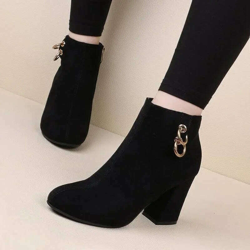 BZQBZX Retro Plush Ankle Boots