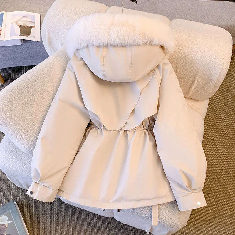 Cotton-Padded Parka – Hooded, Zipper, Drawstring Coat - D&M Boutique