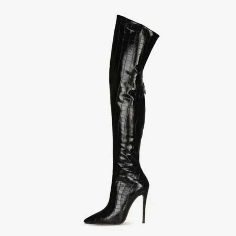 2024 High-heeled Pointed Knee High Boots with Zipper