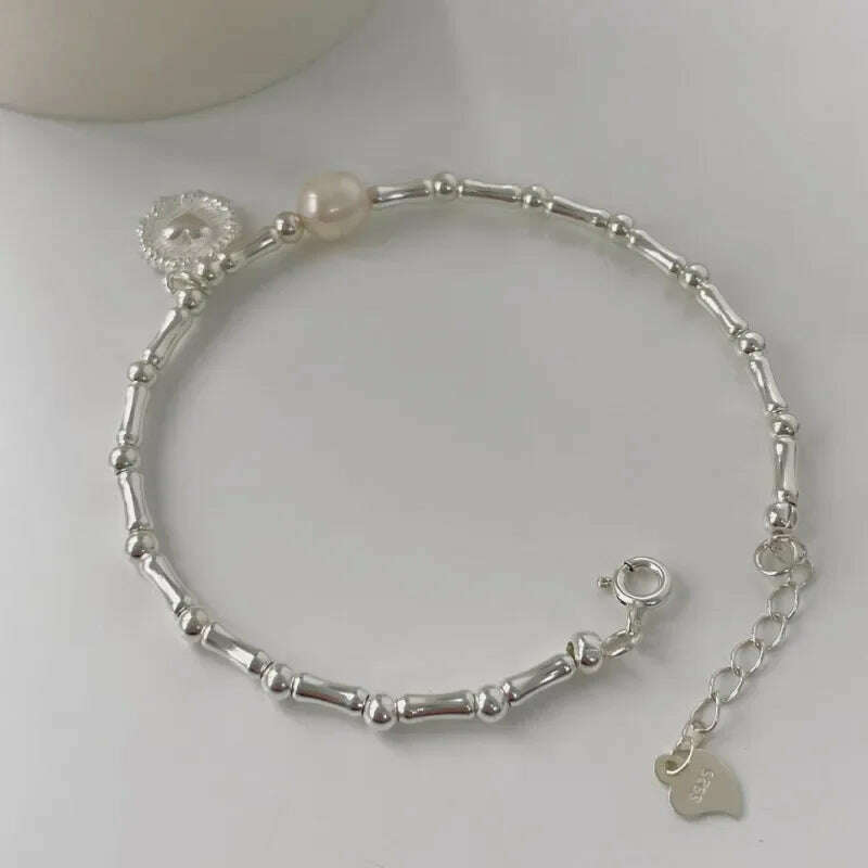 925 Sterling Silver Pearl Knots Bracelet for Women
