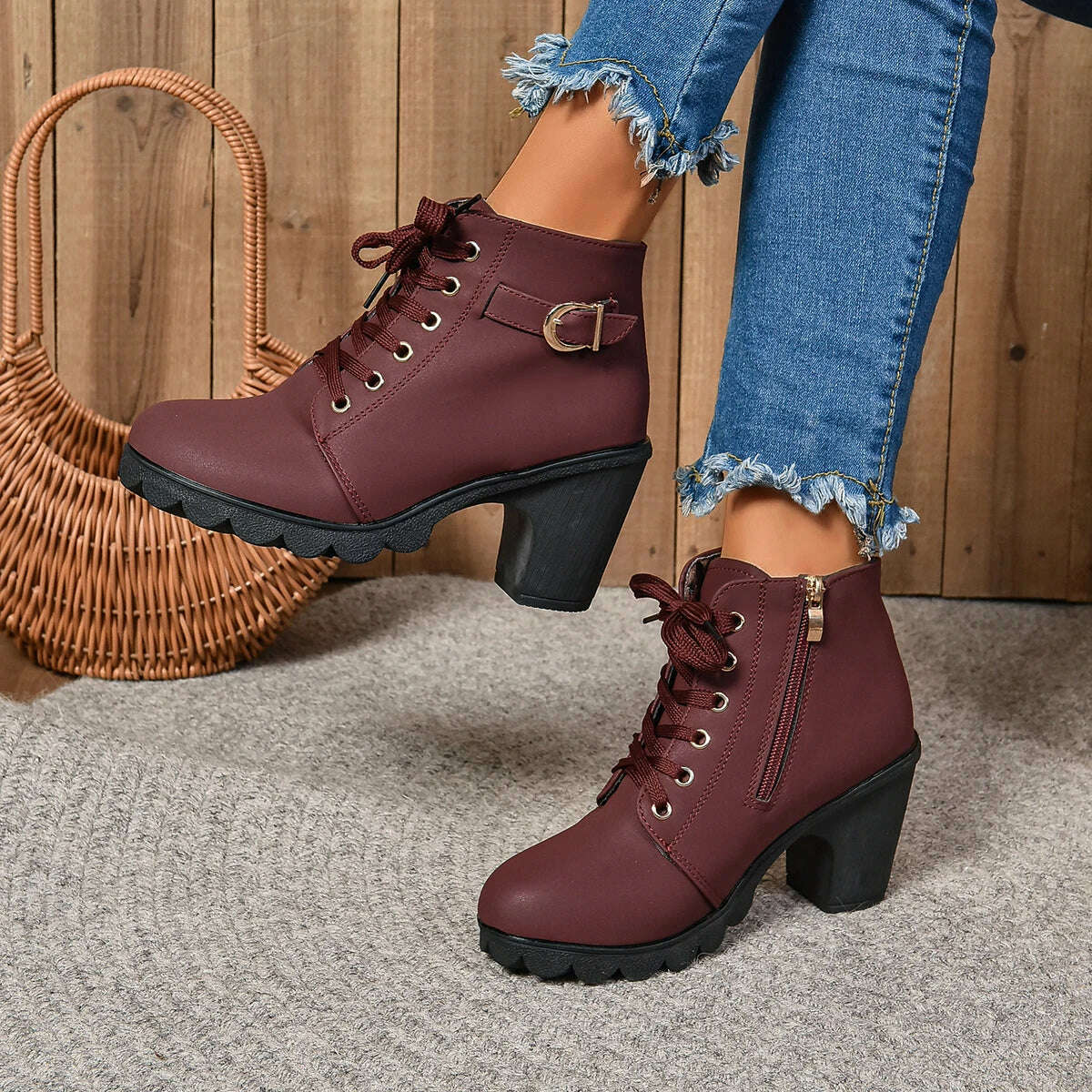 LINLING High Heel Ankle Boots