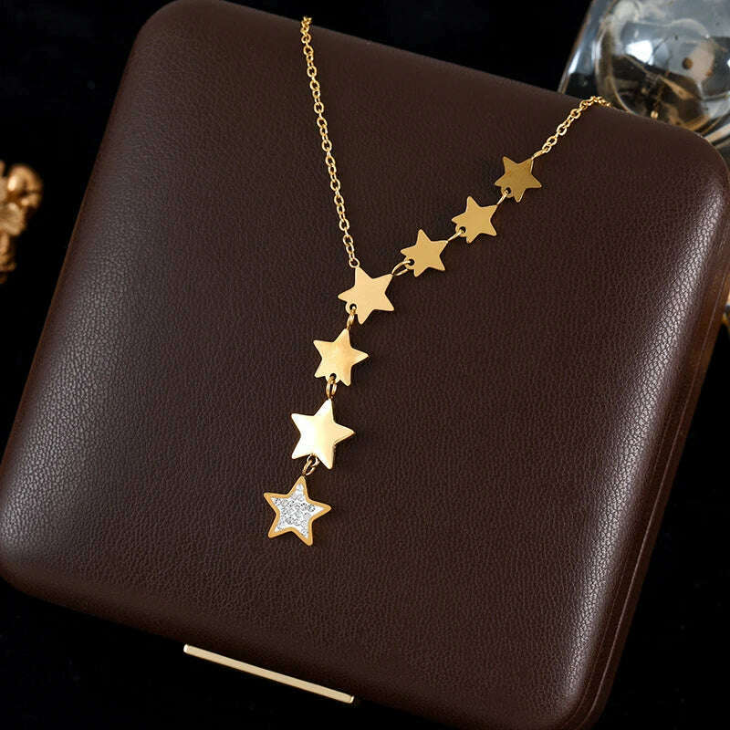 GANEMLY 316L Stainless Steel Water Drop Pendant Necklace