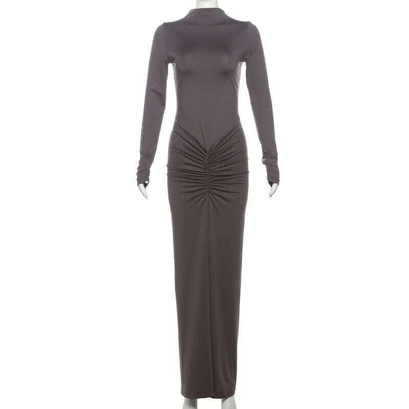 TOSSY Pleated High-Waist Maxi Dress