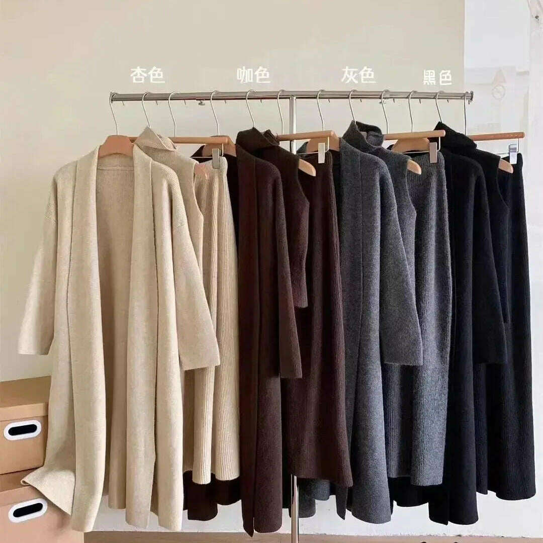 Women’s 3-Piece Set – Knit Sweater, Vest, High Waist Skirt, Casual Morocco Style - D&M Boutique