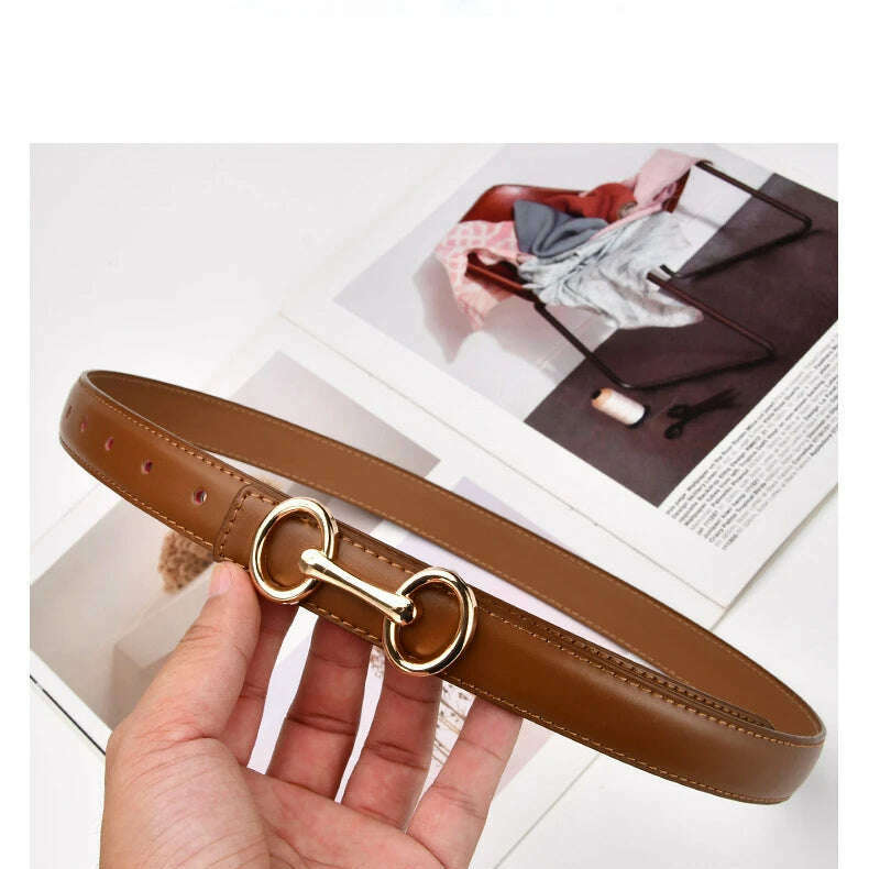 Women's Leather Belt with Zinc Alloy Buckle