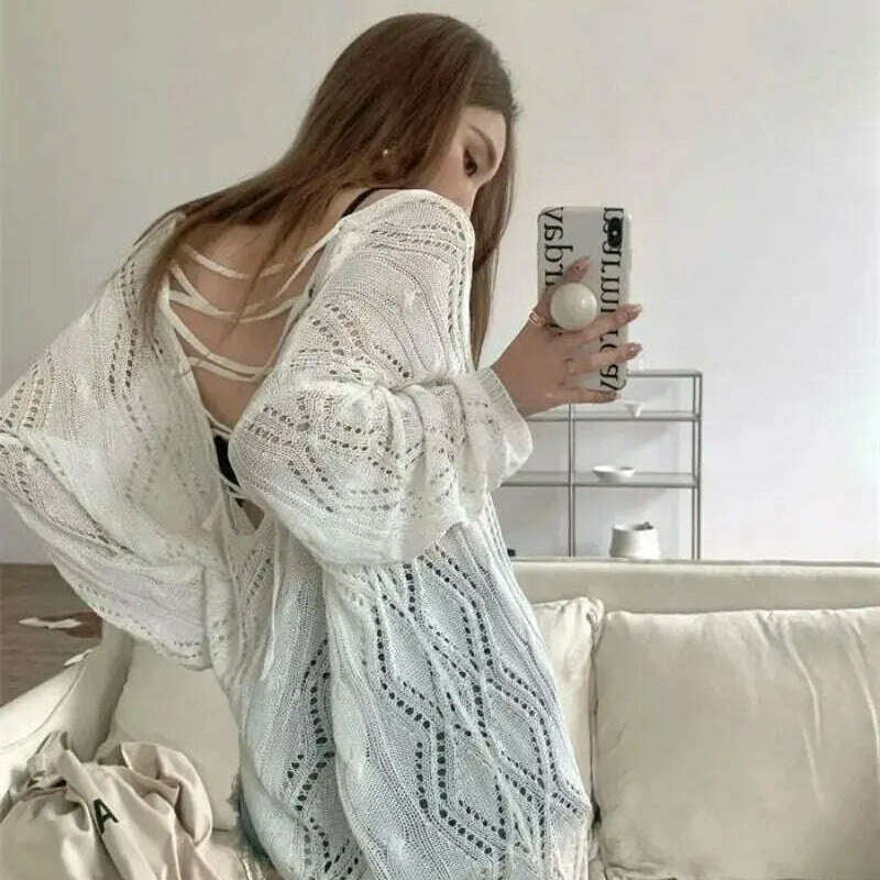 2024 Autumn/Winter Women's Sweater: Hollow Out, Long Sleeve - D&M Boutique