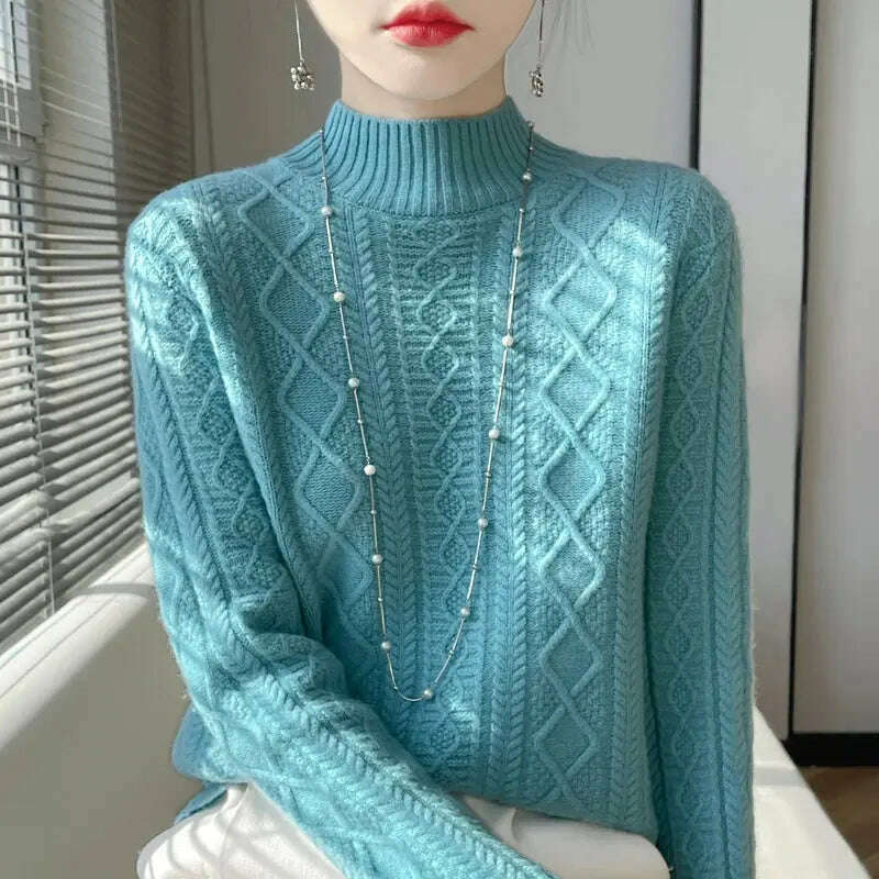 DjzDsm Turtleneck Sweater: 100% Merino Wool, Check Knit - D&M Boutique
