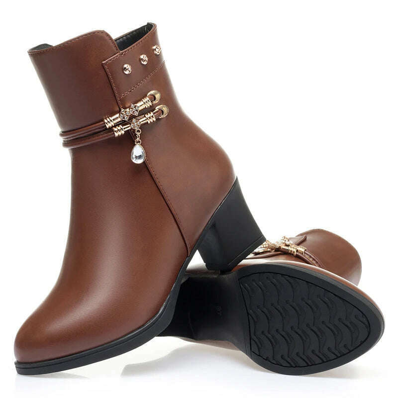 ZLMIAO SHZHANG Women’s Soft Leather Ankle Boots