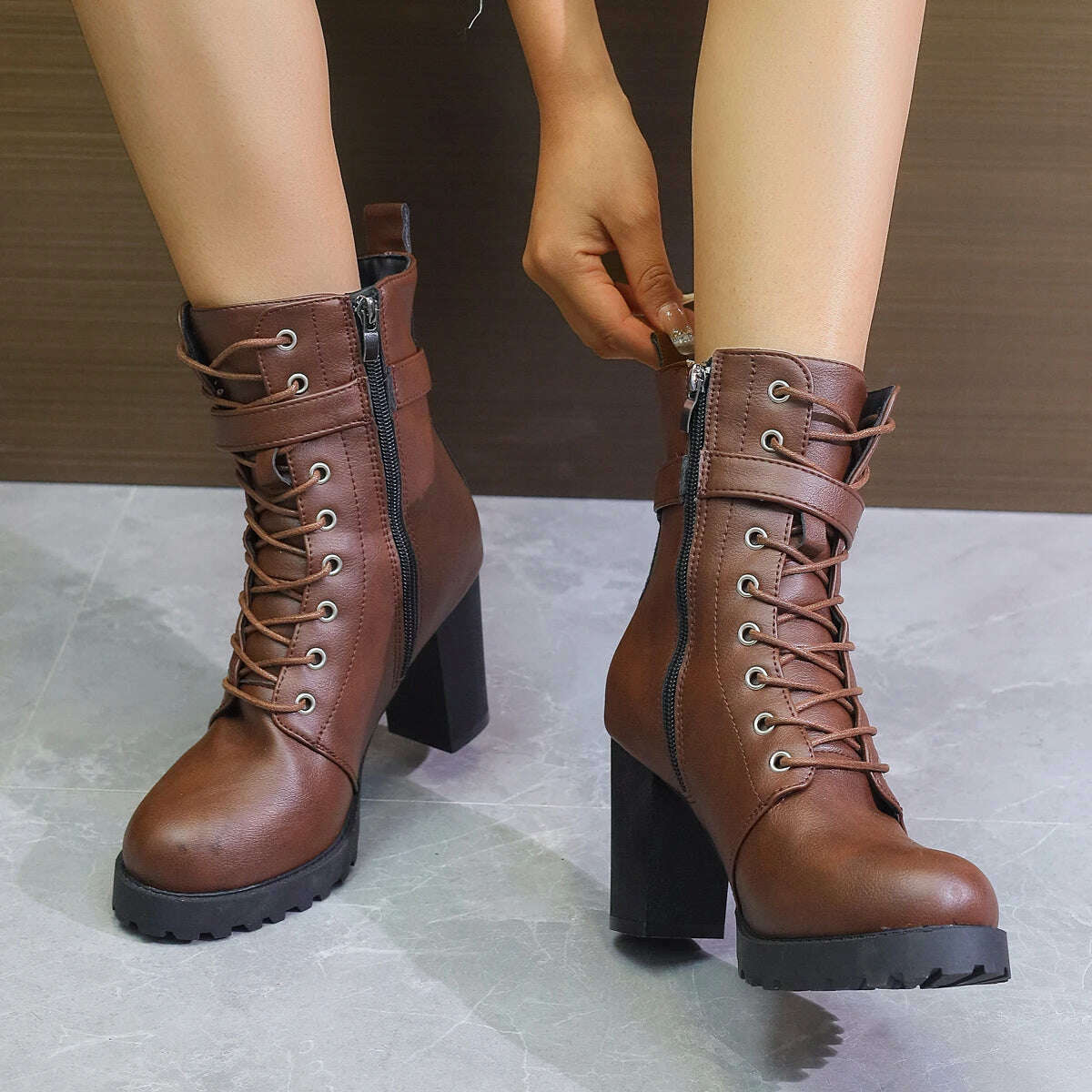 COZOK Women's Green Ankle Boots – Chunky Sole