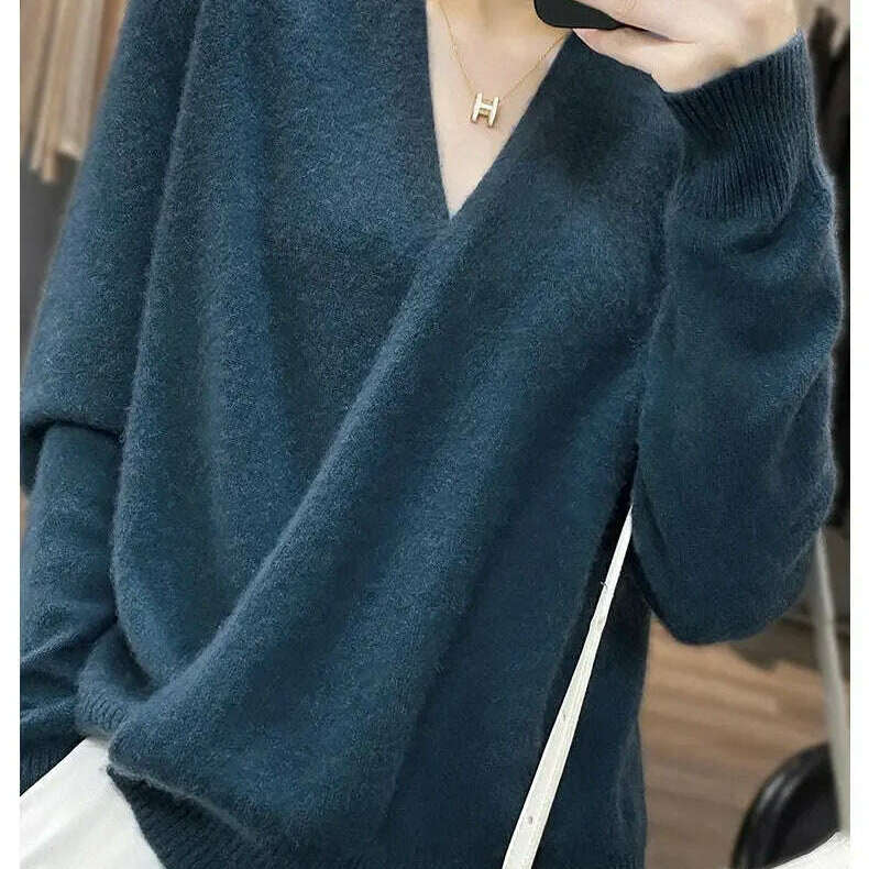 Japanese Kimono Cardigan Wool Sweater V-Neck Knitted Top - D&M Boutique